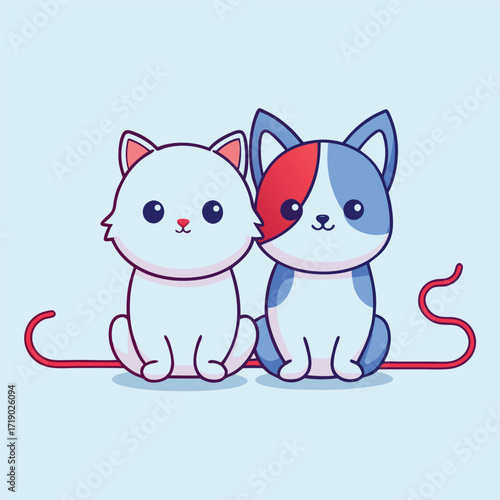 cute  style dog and cat sitting back to back
