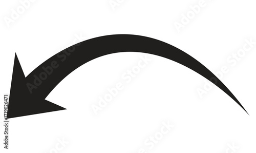 Bold Curved Left Arrow Icon – Thick Vector for Diagrams  Directional Flow