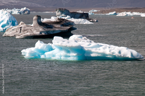 Jokulsarlon Iceland,  icebergs in afternoon sunshine