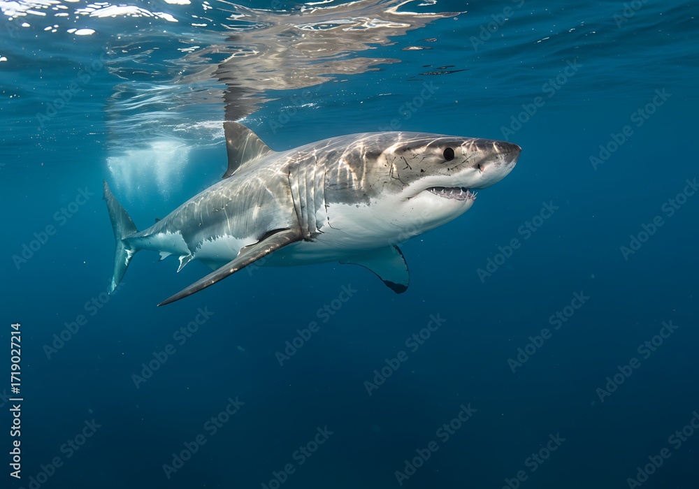 Obraz premium Great white shark underwater