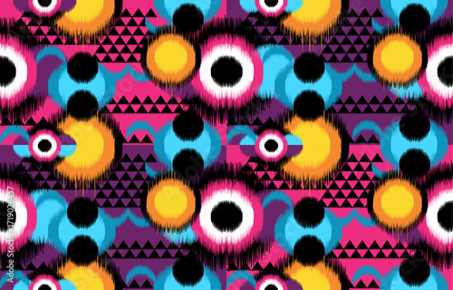 Design ikat pattern abstract geometric ikat ethnic, folk pattern Aztec style, Gyp sy, Mexican, Indian, Scandinavian, design ikat for background, wallpaper, carpet, wrapping, fabric, textile fashion. 