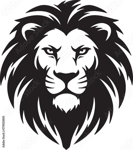 Stylized lion head illustration with bold mane