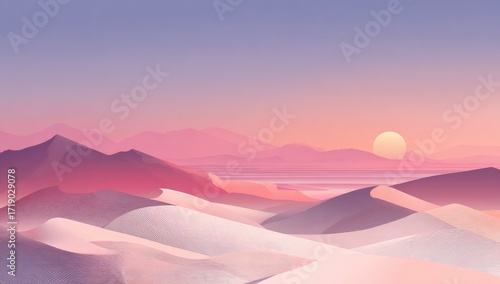 Pastel desert landscape at sunrise (1)