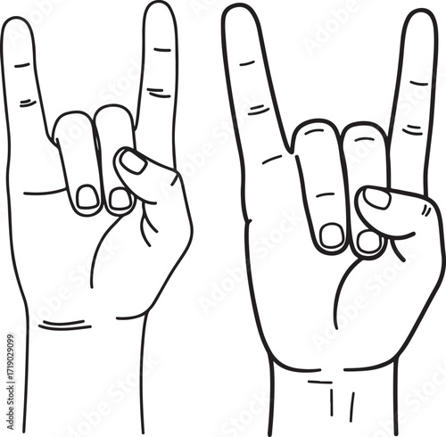 Two hands making rock on gesture silhouette