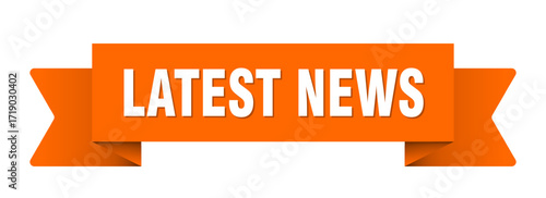 latest news ribbon isolated on transparent background. latest news ribbon