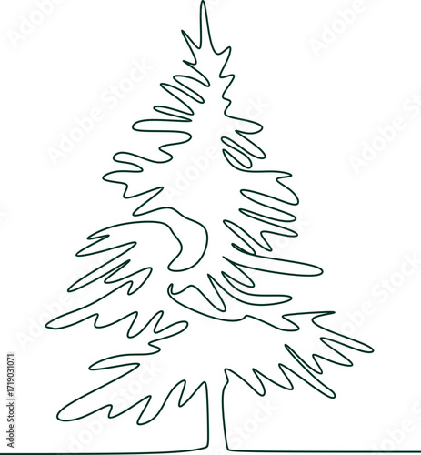 Pine Tree One Line Drawing