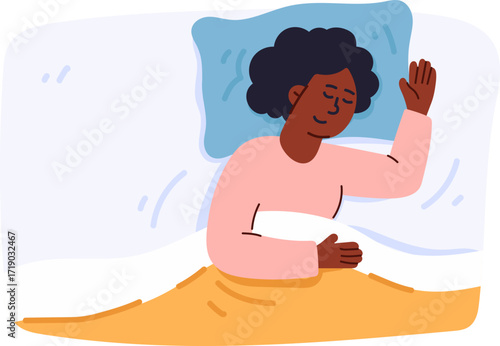 Cartoon woman sleeping. Healthcare and mental health concept. 