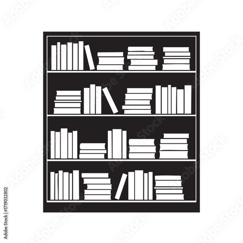 A vintage bookshelf with a collection of old books on its shelves in a library setting