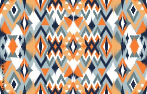 Design ikat pattern abstract geometric ikat ethnic, folk pattern Aztec style, Gyp sy, Mexican, Indian, Scandinavian, design ikat for background, wallpaper, carpet, wrapping, fabric, textile fashion. 