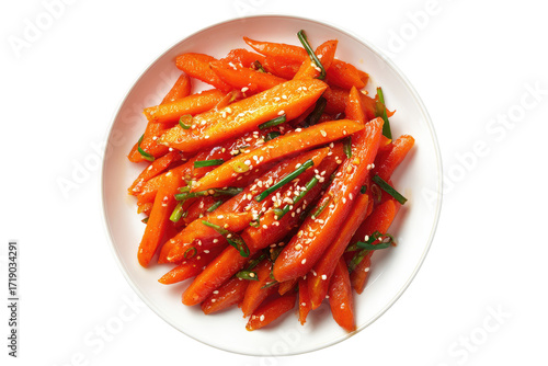 Roasted carrots, glazed, on a plate