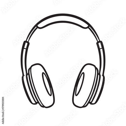 Silhouette of over ear headphones on white background
