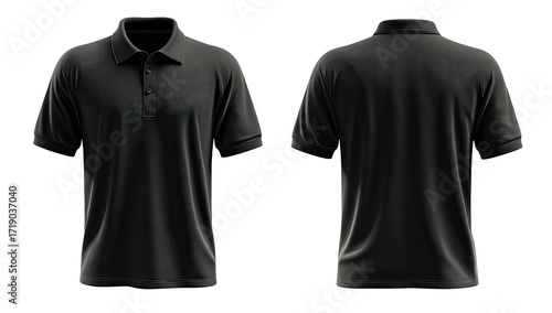 Blank black polo shirt, front and back views (1)