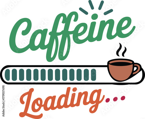 Vector art of caffeine loading bar with coffee cup illustration