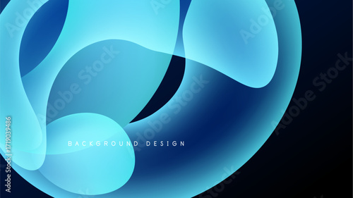 Abstract fluid shapes, vibrant blue hues, dark background. Modern design element, smooth gradients create dynamic composition.
