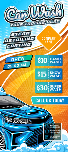 Car Wash Roll Up Banner Template