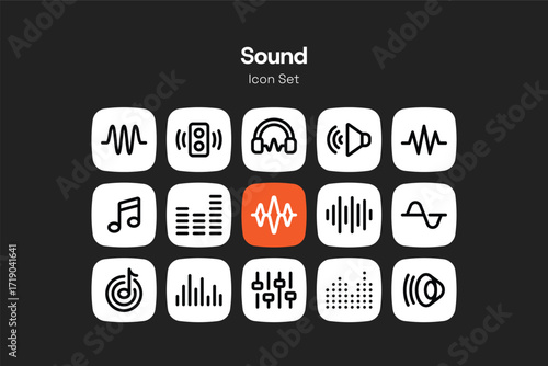 Outline sound icon design set