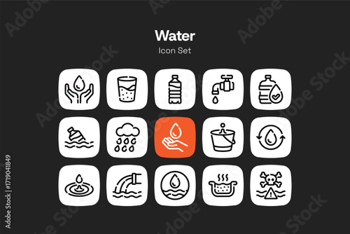 Outline water icon design set