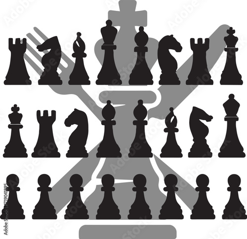 A vector illustration of a group of people as chess pieces