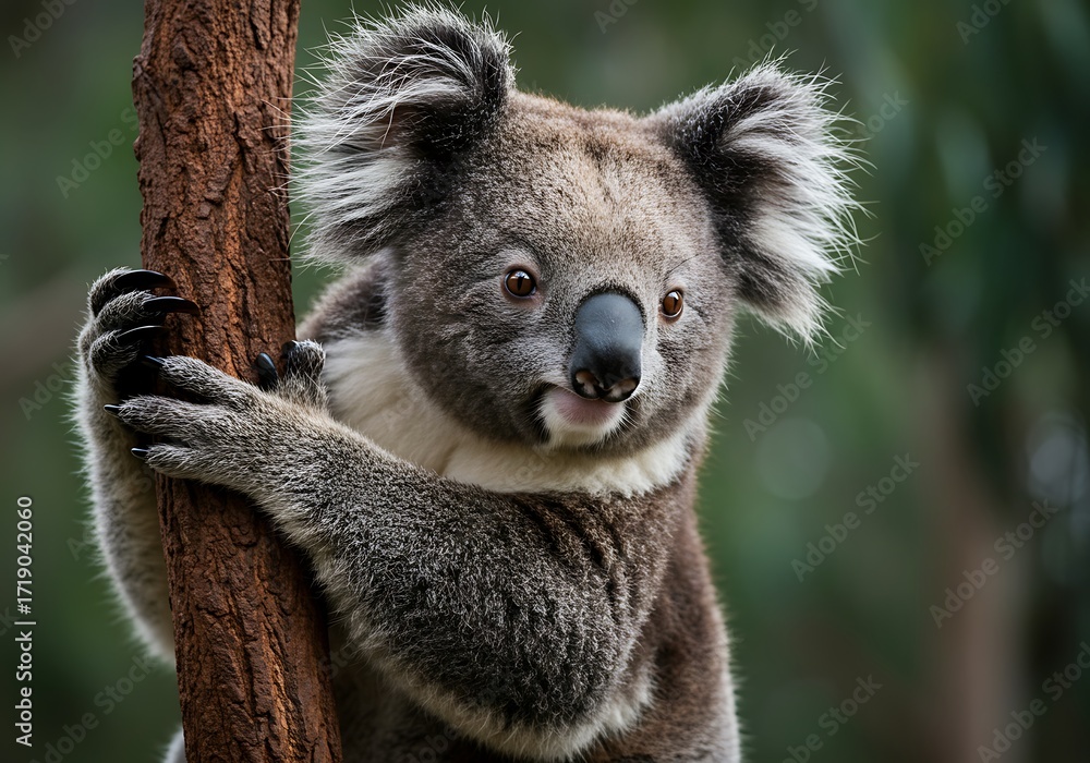 Fototapeta premium Koala climbing tree closeup