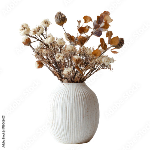 Cream vase with dried flower arrangement