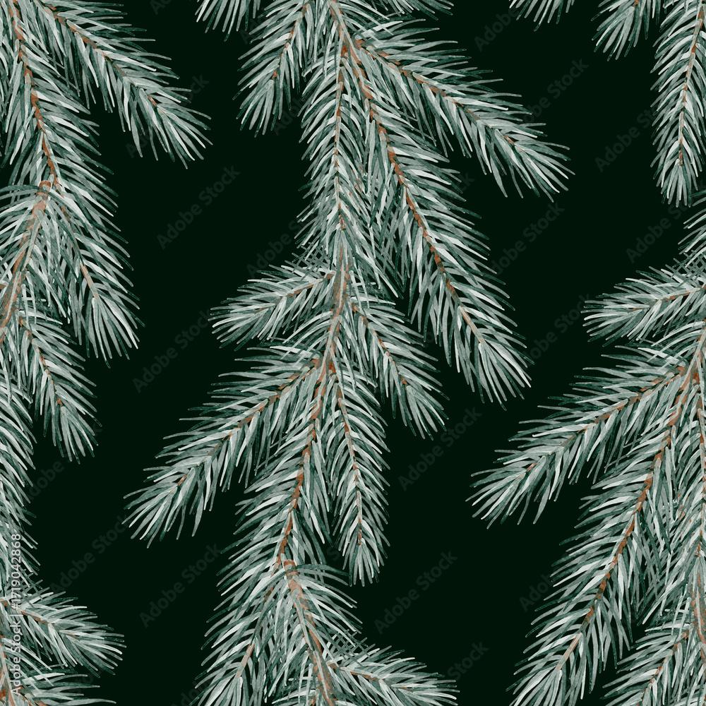 Fototapeta premium Seamless pattern with fir branches