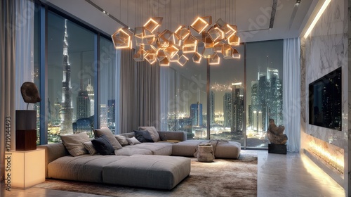Luxury Modern Living Room With City View In Dubai