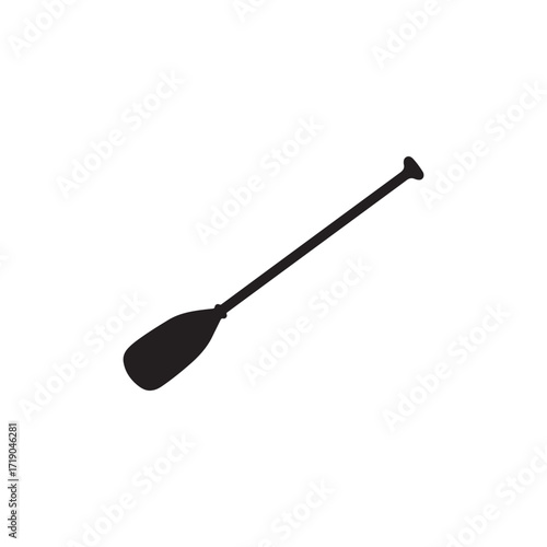 Canoe paddle vector icon. Kayak or canoe paddle black silhouette. River rafting. Symbol isolated on white background.
