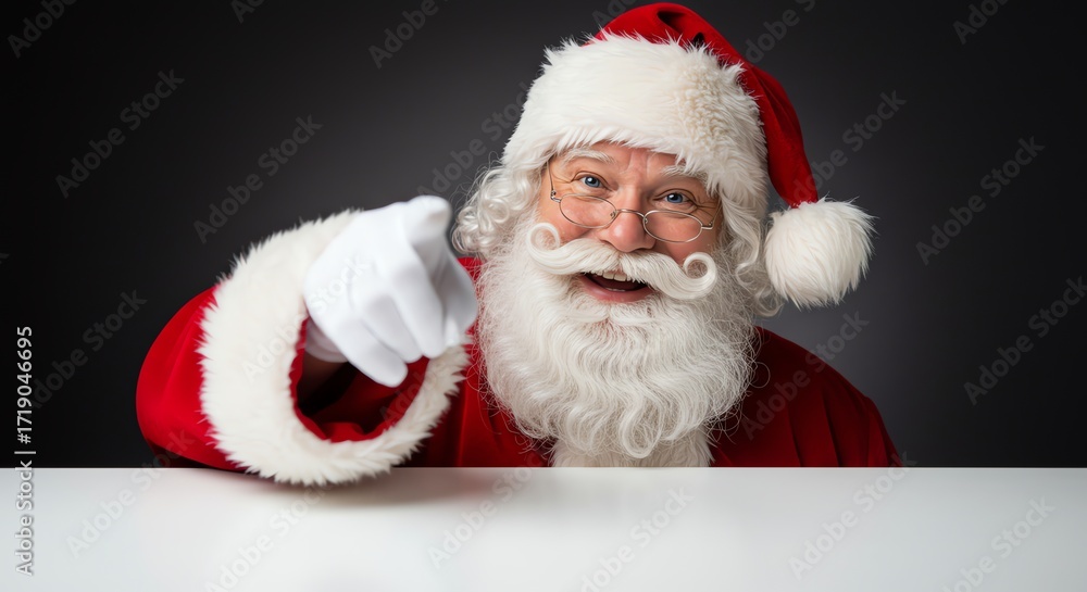 Fototapeta premium Santa Claus pointing with a cheerful expression