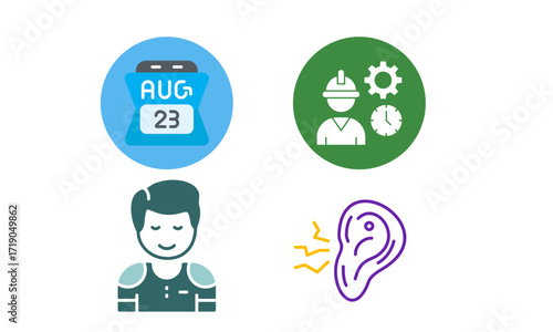 Diverse Icon Set Calendar, Engineering, Person, and Hearing