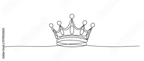 continuous line of the king's crown. single line image of crown. one line Icon drawing with white background
