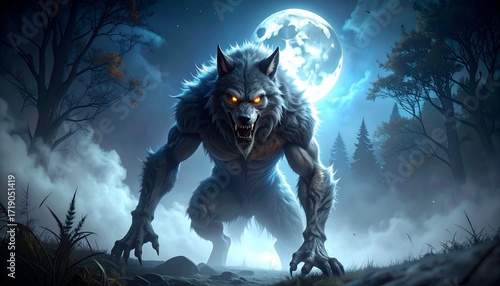 wolf howling at night