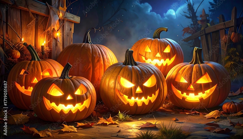 Fototapeta premium halloween pumpkin on dark background