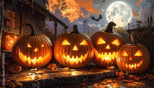 halloween background with pumpkins