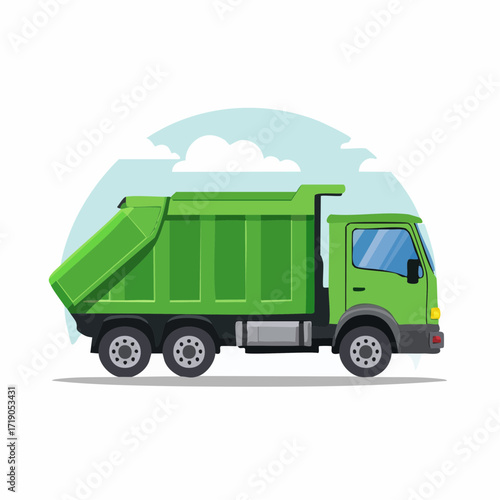 green truck  garbage isolated on white