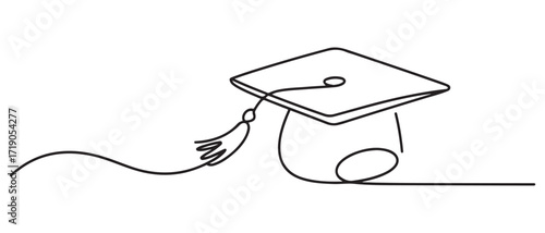 continuous line graduation cap.one line drawing of graduation cap.university graduation sign. one line Icon drawing with white background