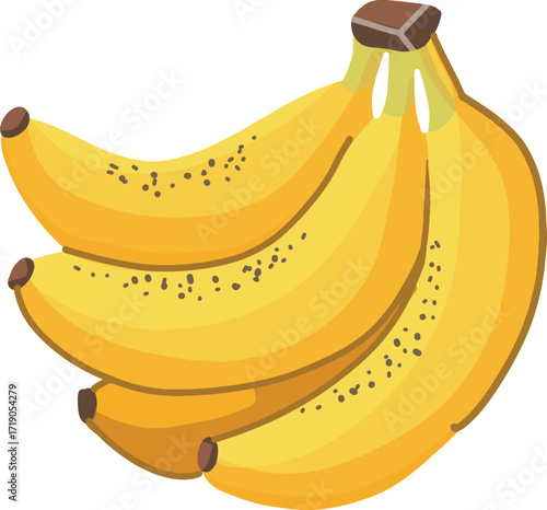Bunch of ripe bananas, yellow fruit, isolated on white background