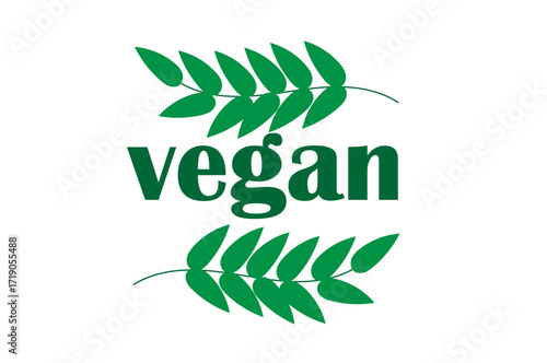 green twigs vegan text sign, logo, on a white background,
