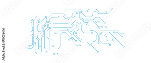 Technology blue circuit diagram on white background. High-tech circuit board connection system.Vector abstract technology on white background.