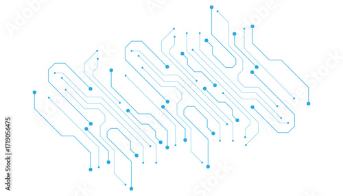 Technology blue circuit diagram on white background. High-tech circuit board connection system.Vector abstract technology on white background.