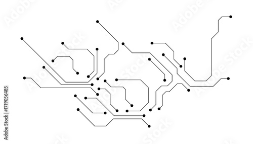 Technology black circuit diagram concept.High-tech circuit board connection system.Vector abstract technology on white background.black and white sketch of a horse