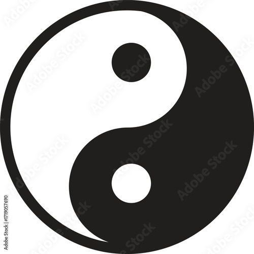 Classic yin yang symbol representing balance harmony and duality in black and white