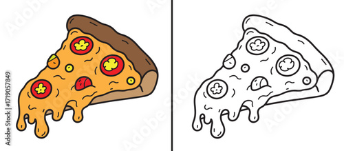 vector illustration of a pizza coloring pages coloring book