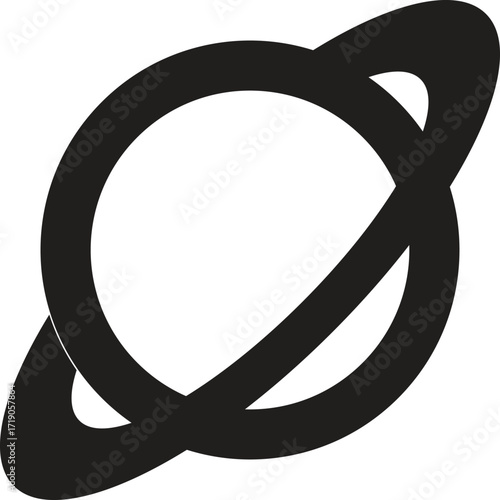 Stylized planet icon with rings simple celestial body graphic for space themes