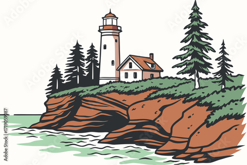 Apostle Islands Meadows in Wisconsin, wildflower fields leading to cliffs over Lake Superior
