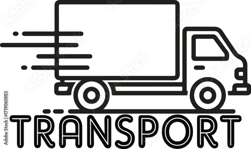 Vector art of speedy truck icon with the word transport