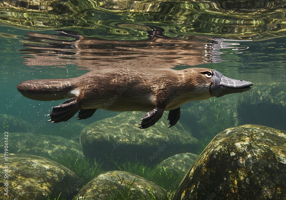 Naklejka premium Platypus underwater