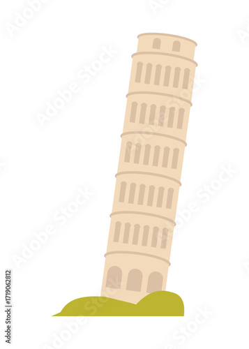 The Leaning Tower of Pisa in Italy. An iconic tourist attraction in Italy.