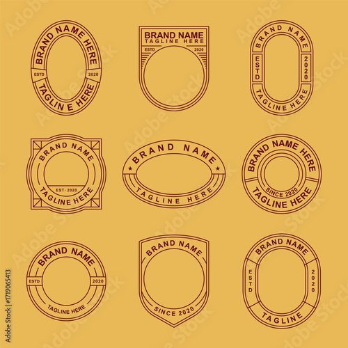 Badge logo design template with text editable for clothing, sport, apparel and etc