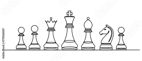 Determine the strategy in executing chess pieces. Strategic planning, business development strategy. one line Icon drawing with white background