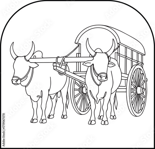 Ox Cart Illustration Animals Transportation